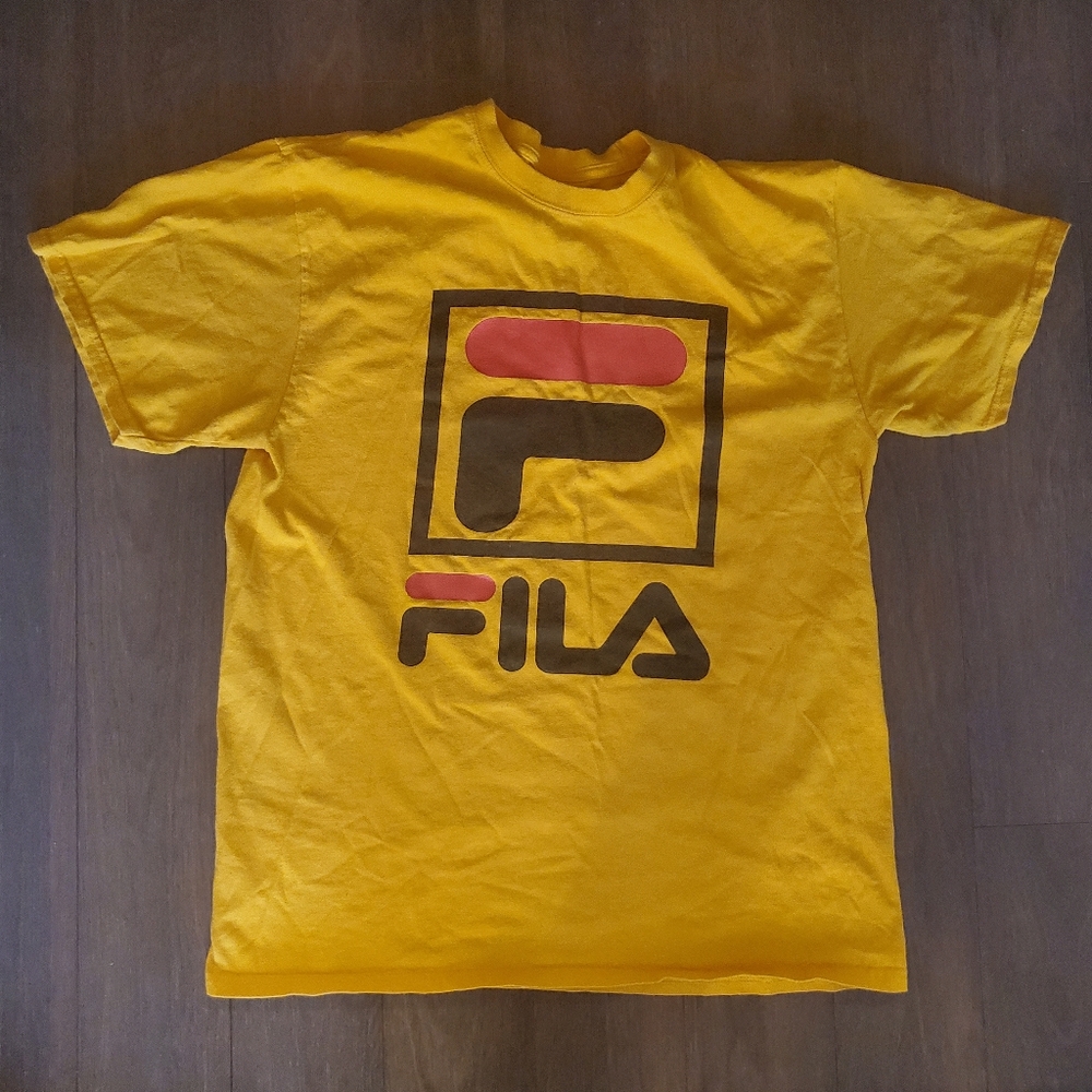 Yellow Fila Cotton T-shirt Size Large